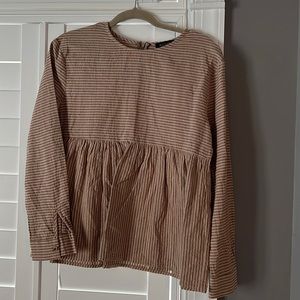 Tan stripe babydoll long sleeve
